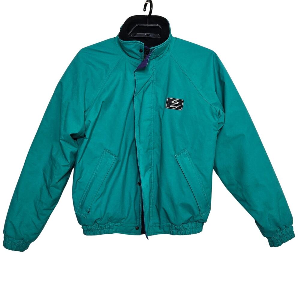 Vintage Woolrich Ski Jacket Size Medium Green Goretex Fleece Lined Bomber